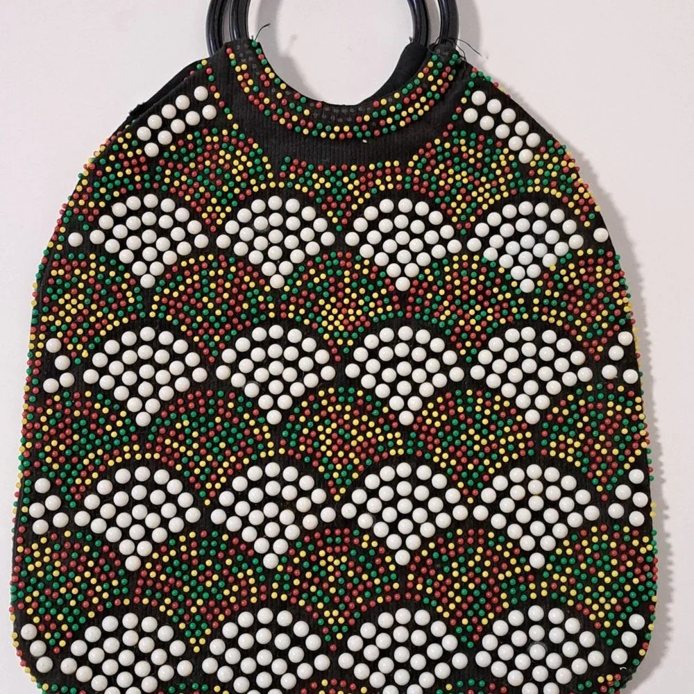 Vintage Multi-Colored Beaded Hobo Bag